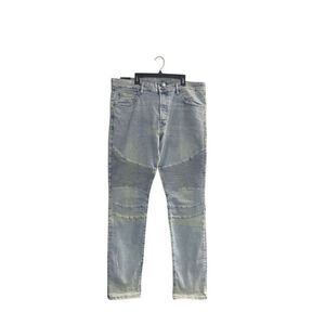 H&M‎ Divided Skinny Biker Jeans Men's Size 38 Light Wash Denim Moto Ribbed